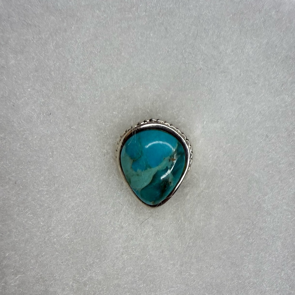 Vintage Thailand BARSE Sterling Silver 925 Teardrop Shaped Turquoise Ring Size 7